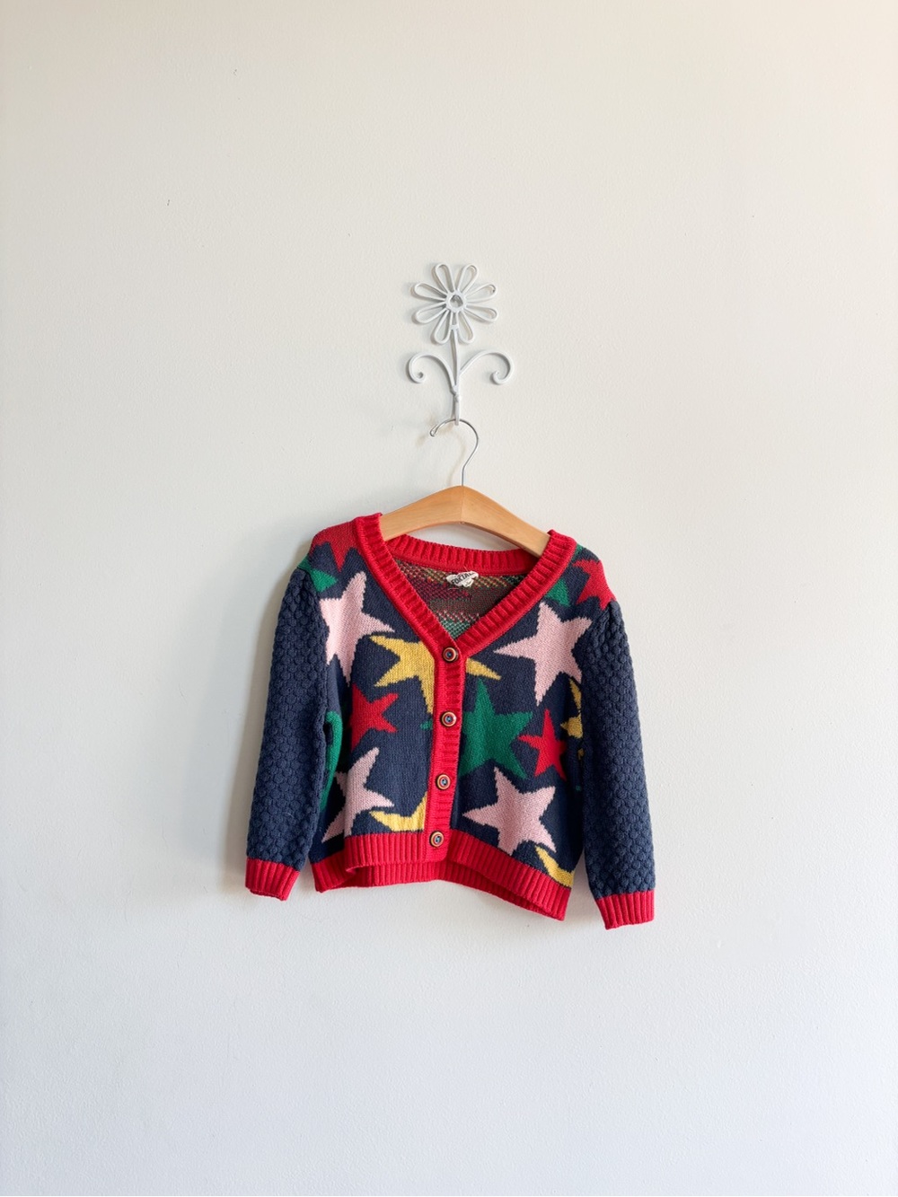 Finding Foxtale Kids Star-Pattern Button Cardigan - Red Trim